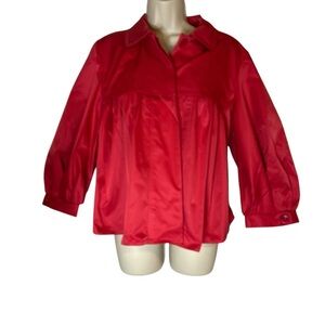 Randolph Duke Red Puff Sleeve Notched Collar Jacket with pockets and 3/4 sleeve